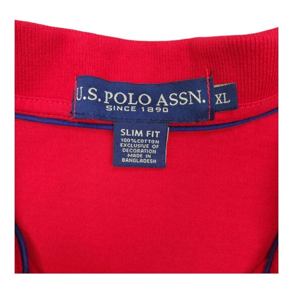 US Polo Assn Red Slim Fit Polo Shirt XL 100% Cotton Short Sleeve Mens Top - Picture 4 of 7
